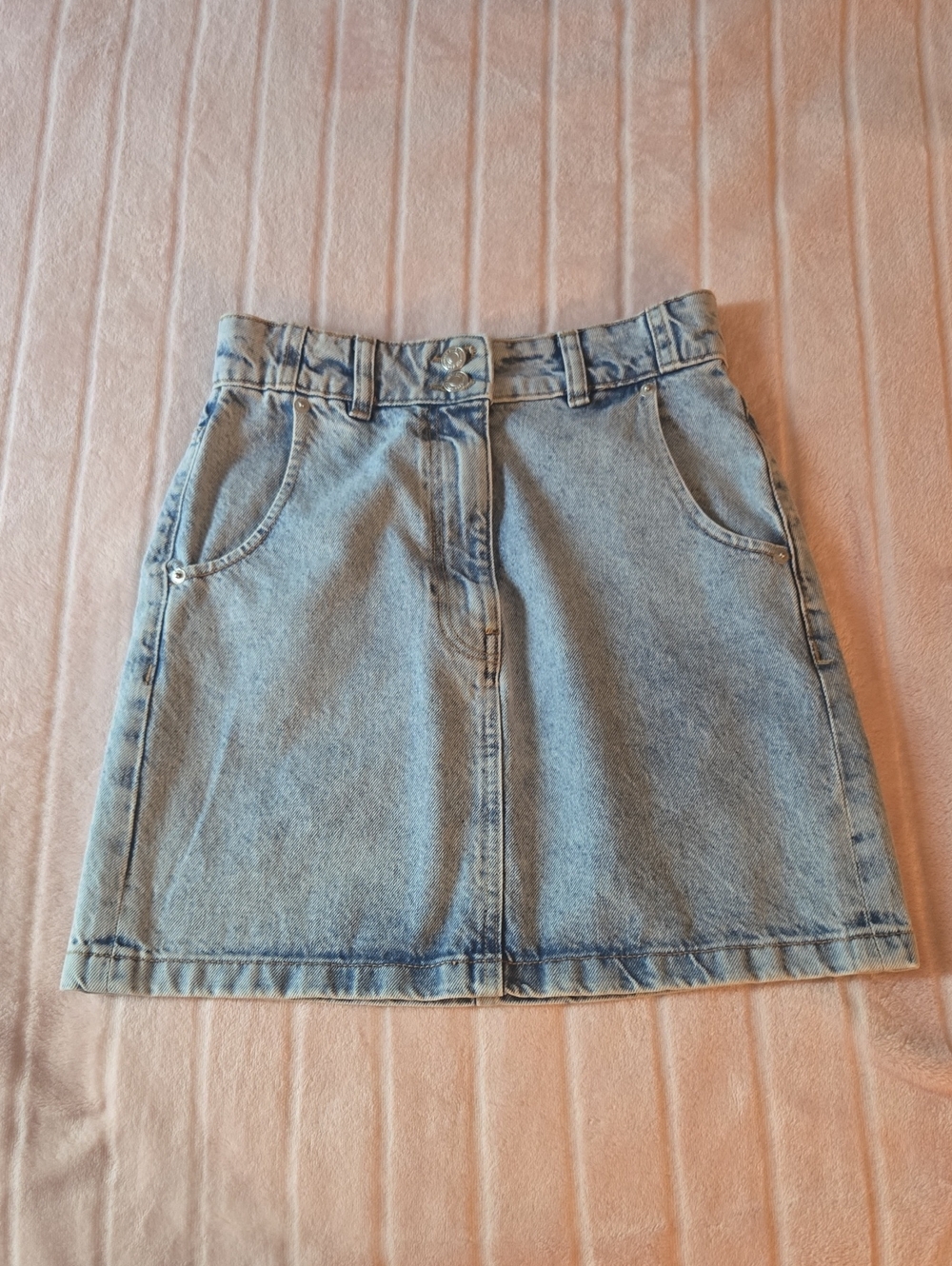 Mango Light Wash Marion Slouchy High Waisted Denim A-Line Mini Skirt - Size XS